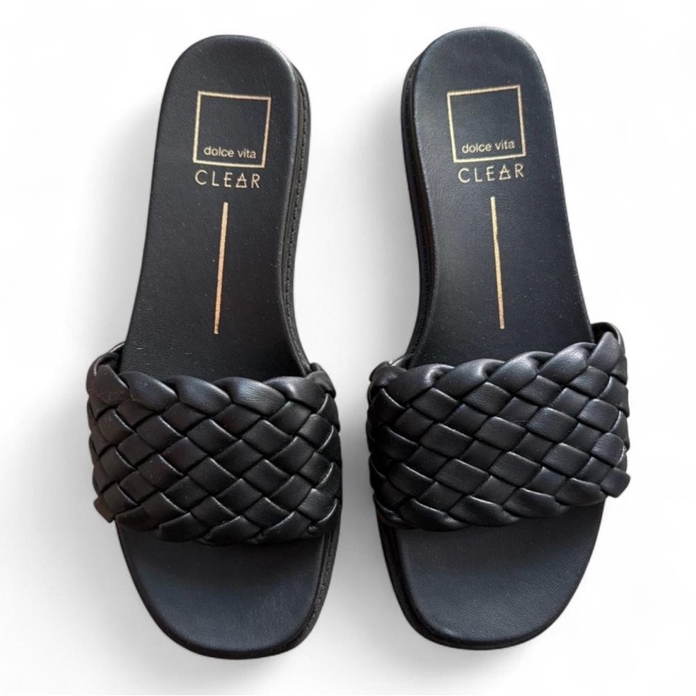 Dolce Vita Black Braided Slide Sandals 7.5 - Picture 2 of 6